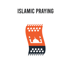 Islamic Praying Carpet vector icon on white background. Red and black colored Islamic Praying Carpet icon. Simple element illustration sign symbol EPS