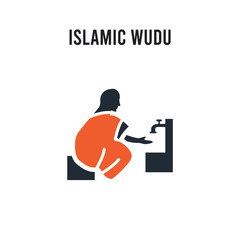 Islamic Wudu vector icon on white background. Red and black colored Islamic Wudu icon. Simple element illustration sign symbol EPS