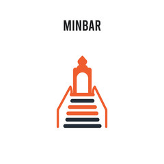 Minbar vector icon on white background. Red and black colored Minbar icon. Simple element illustration sign symbol EPS