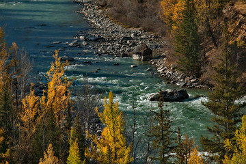 Russia. mountain Altai. Chuya river in Kosh-Agach district along the Chuya tract.