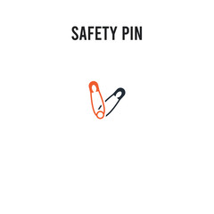 Safety pin vector icon on white background. Red and black colored Safety pin icon. Simple element illustration sign symbol EPS