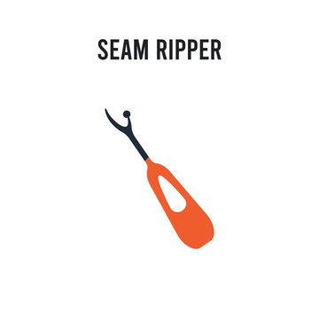 Seam ripper vector icon on white background. Red and black colored Seam ripper icon. Simple element illustration sign symbol EPS