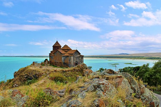 old monastery on the bank of Sevan Lake