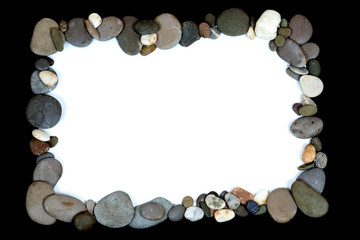  seashell frame on a black background