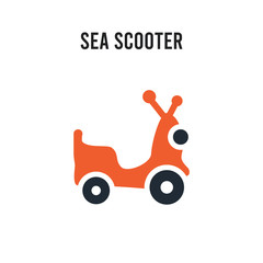 Sea scooter vector icon on white background. Red and black colored Sea scooter icon. Simple element illustration sign symbol EPS
