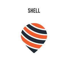 Shell vector icon on white background. Red and black colored Shell icon. Simple element illustration sign symbol EPS