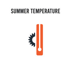 Summer temperature vector icon on white background. Red and black colored Summer temperature icon. Simple element illustration sign symbol EPS