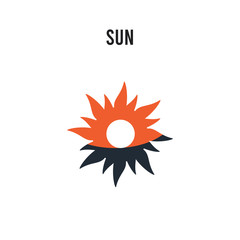 Sun vector icon on white background. Red and black colored Sun icon. Simple element illustration sign symbol EPS