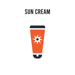 Sun cream vector icon on white background. Red and black colored Sun cream icon. Simple element illustration sign symbol EPS