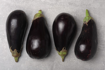 Fresh raw Eggplant. Top view.