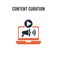 Content curation vector icon on white background. Red and black colored Content curation icon. Simple element illustration sign symbol EPS