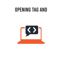 Opening tag and closing tags vector icon on white background. Red and black colored Opening tag and closing tags icon. Simple element illustration sign symbol EPS