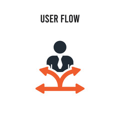 User flow vector icon on white background. Red and black colored User flow icon. Simple element illustration sign symbol EPS
