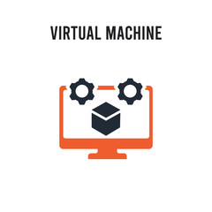 Virtual Machine vector icon on white background. Red and black colored Virtual Machine icon. Simple element illustration sign symbol EPS