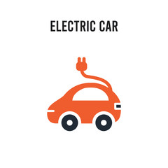 Electric car vector icon on white background. Red and black colored Electric car icon. Simple element illustration sign symbol EPS