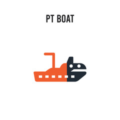 PT boat vector icon on white background. Red and black colored PT boat icon. Simple element illustration sign symbol EPS