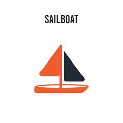 Fototapeta premium Sailboat vector icon on white background. Red and black colored Sailboat icon. Simple element illustration sign symbol EPS