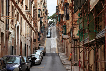 Valletta, Malta empty street. Beautiful city view
