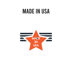 Made in USA vector icon on white background. Red and black colored Made in USA icon. Simple element illustration sign symbol EPS