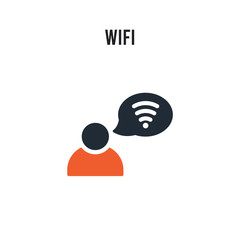 Wifi vector icon on white background. Red and black colored Wifi icon. Simple element illustration sign symbol EPS