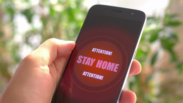 Emergency message Stay Home on the phone