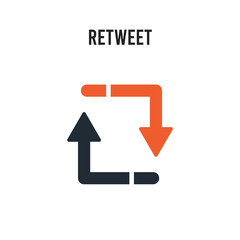 Retweet vector icon on white background. Red and black colored Retweet icon. Simple element illustration sign symbol EPS