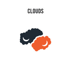 Clouds vector icon on white background. Red and black colored Clouds icon. Simple element illustration sign symbol EPS