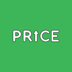 Fototapeta premium Vector illustration concept of price word with arrow moving up.