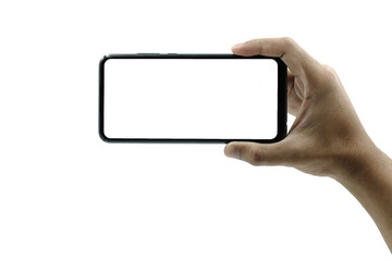 Smartphone similar to iphone xs max with blank white screen for Infographic Global Business...