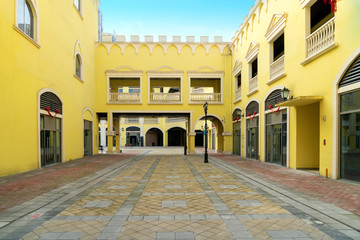 Fototapeta premium European town buildings and square in shopping center