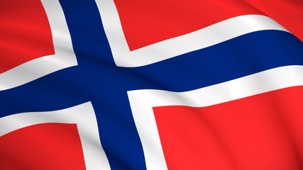 The national flag of Norway (Norwegian flag) - waving background illustration. Highly detailed realistic 3D rendering