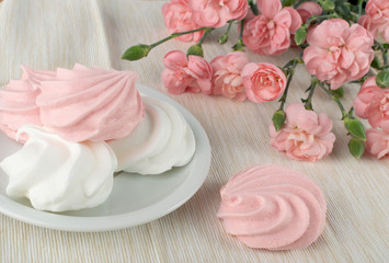 White Meringue Cookies Made from Whipped Egg Whites