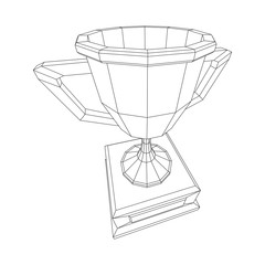 Winner trophy cup. Award concept. Wireframe low poly mesh vector illustration