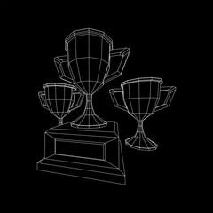 Winner trophy cup. Award concept. Wireframe low poly mesh vector illustration