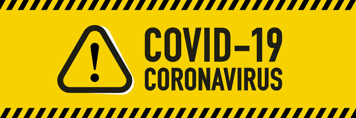 Stop Covid-19 Coronavirus quarantine concept. Yellow and black stripes collections for protect yourself and help prevent spreading the virus to others. Novel Coronavirus (2019-nCoV).