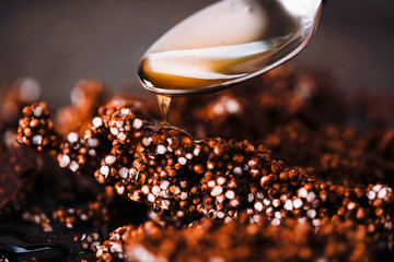 Chocolate Puffed Rice Drizzled with honey 
