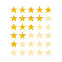 Stars for rating or review. Feedback rate of satisfaction. Level