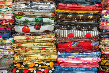 Various of colorful fabrics background
