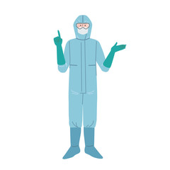 防護服をつけた医師　全身　立つ　イラスト