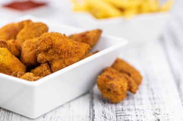 Chicken Nuggets (close-up shot; selective focus)