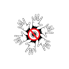 Stop Virus Concept Icon Corona Virus Microbe Vector 