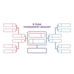 8 team tournament bracket. Single elimination bracket isolated on white background.