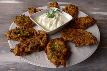 Turkish pumpkin dish made with pumpkin, flour, eggs, dill (Mücver)