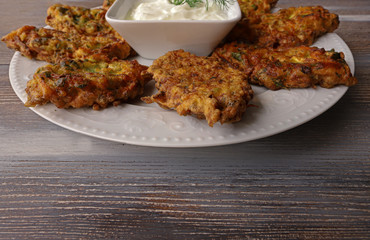 Turkish pumpkin dish made with pumpkin, flour, eggs, dill (Mücver)