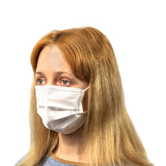 Girls in medical masks are protected from the epidemic of coronavirus  isolated on a white background