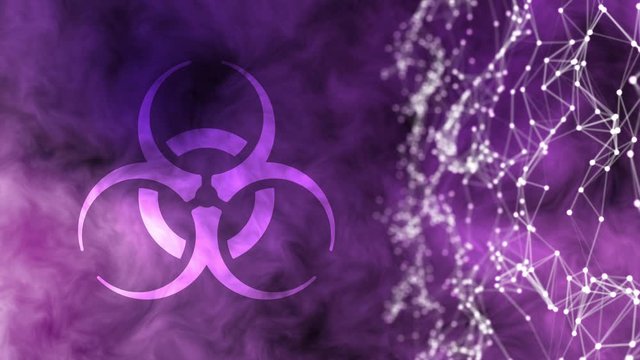 Contagion warning with infection and technology background