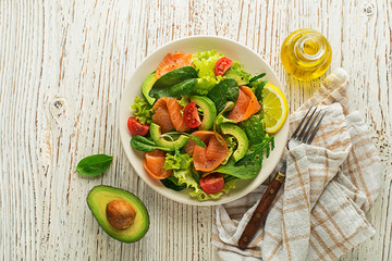 Salad smoked salmon fish