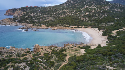 Obraz premium aerial blue sardinian beach