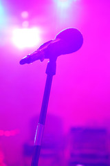 Fototapeta na wymiar A microphone during the concert