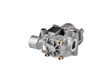 ABS modulator of the brake system with a magnetic valve for a truck, auto part, car brake system part white background